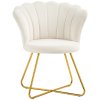 HOMCOM Modern Armchair, Velvet Tufted Accent Chair with Lotus Backrest, Occasional Tub Chair with Steel Legs for Living Room, Bedroom, Cream