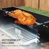 Outsunny BBQ Rotisserie Grill Roaster Charcoal Spit Roasting Machine for Chicken Turkey with 3-Level Grill Grate and Foldable Side Shelves, Stainless Steel