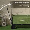 Outsunny 120L Festival Trolley on Wheels, Folding & Compact Camping Trolley Cart with Adjustable Handle for Garden, Beach, Fishing, Green