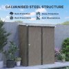 Outsunny 5ft x 3ft Lean to Garden Shed, Metal Outdoor Storage Shed with Single Lockable Door, Tool Storage Shed for Garden, Patio, Light Grey