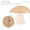 Outsunny 1.6m Garden Hawaii Parasol, Patio Beach Sun Umbrella Sunshade Hawaiian Folding Tilting Crank Parasol (Wheat)