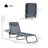 Outsunny 2 Piece Foldable Sun Loungers, Outdoor 4 Level Adjustable Backrest Reclining Chaise Chairs, Steel Frame Recliner Chair for Camping, Hiking, Grey