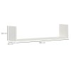 HOMCOM Set of 3 Wooden U-Shaped Floating Shelves Set Wall Mounted Hanging Bookshelf CD DVD Storage Display for Bedroom Living Room Kitchen, White