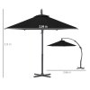 Outsunny 3(m) Garden Cantilever Parasol, Round Overhanging Umbrella with Crank Handle, Cross Base, Aluminium Frame and 360 Rotation, Banana Patio Umbrella for Outdoor Sun Shade, Black
