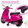 AIYAPLAY Vespa Licensed 12V Kids Electric Motorbike, Kids Ride on Motorcycle with Music, Headlight, MP3, FM Radio, Two Training Wheels, for 3-6 Years - Pink
