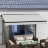 Outsunny 3.5 x 2.5m Electric Awning with Remote Controller, Aluminium Frame Retractable Awning, Half Cassette Sun Canopies for Patio Deck Door Window, Light Grey
