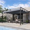 Outsunny 4 x 3(m) Metal Outdoor Pergola with Retractable Roof, Outdoor Gazebo with Drainage Holes for Garden, Patio, Lawn, Grey