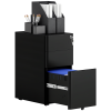 Vinsetto 3-Drawer Mobile Filing Cabinet, Steel Lockable File Cabinet for A4, Legal, Letter, Compact Under Desk Storage Unit with Pre-Assembled Body for Home Office, 30 x 45 x 59cm, Black