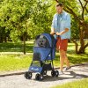 PawHut Dog Pram Dog Stroller Pet Pushchair with Universal Wheels, Brake for Small Breeds - Blue