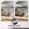 Outsunny 3 x 2m Metal Outdoor Pergola with Retractable Roof, Outdoor Gazebo Canopy Shelter with Drainage Holes for Garden, Patio, Lawn, Grey