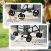 PawHut Dog Pram Dog Stroller Pet Pushchair with Detachable Carrier Soft Padding, Safety Leashes, for Mini and Small Dogs - Grey