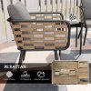 Outsunny 3 Pieces Rattan Bistro Set, Wicker Garden Furniture Set with Washable Seat and Back Cushions, Glass Top Coffee Table, for Outdoor, Patio, Black