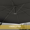 Outsunny 3 M Wall Mounted Garden Parasol Umbrella with Rotate, Outdoor Market Umbrella Sun Shade Canopy with 8 Ribs, Charcoal Grey