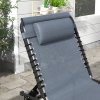 Outsunny 2 Piece Foldable Sun Loungers, Outdoor 4 Level Adjustable Backrest Reclining Chaise Chairs, Steel Frame Recliner Chair for Camping, Hiking, Grey