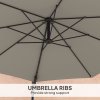Outsunny 3 M Wall Mounted Garden Parasol Umbrella with Rotate, Outdoor Market Umbrella Sun Shade Canopy with 8 Ribs, Light Grey