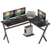 HOMCOM L Shaped Gaming Desk, 155 x 130cm Corner Computer Desk with CPU Stand for Home Office, Study Workstation, Black