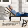 Outsunny Sun Loungers for Garden Set of 2, 5-Level Adjustable Reclining Sun Lounger Chairs, Flat Garden Lounger Sunbed with Texteline Seat, Steel Frame for Patio, Beach, Khaki