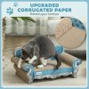 PawHut 2-in-1 Cat Scratcher, Cardboard Cat Scratching Board with Catnip, Cat Scratch Pad for Indoor Cats, 30.5 x 55 x 31.5cm, Light Blue