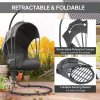 Outsunny Hanging Egg Chair with Cushion and Retractable Canopy, Swing Hammock Chair with Adjustable Metal Stand, for Indoor and Outdoor, Grey