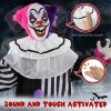 HOMCOM 173cm Laughing Clown Outdoor Halloween Decoration, Animated Halloween Prop with Light Up Eyes, Sound Effects, Sound Activated for Haunted House