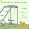 PawHut Chicken Activity Play Set with Swing, Chicken Coop Toy with Ladder, Platform for 2 Chickens, Hens, Grey