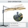 Outsunny 3(m) Patio Offset Parasol Roma Umbrella Cantilever Hanging Sun Shade Canopy Shelter Tilt 360 Rotation with Aluminium Frame Hand Crank Cross Base, Beige