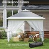 Outsunny 3.3 x 3.3m Pop Up Gazebo, Double Roof Foldable Canopy Tent with Zipped Mesh Sidewalls, Height Adjustable and Carrying Bag, Event Tent for Patio Garden, Dark Grey