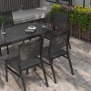 Outsunny 7 Piece Garden Dining Set, 6 Seater Garden Table and Chairs with Parasol Hole, Aluminium Top Table and Texteline Chairs, Outdoor Dining Furniture Set for Patio, Dark Grey