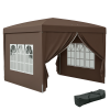 Outsunny 3 x 3 Meters Pop Up Water Resistant Gazebo Wedding Camping Party Tent Canopy Marquee with Carry Bag and 2 Windows, Coffee