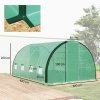 Outsunny 4 x 3(m) Walk-in Polytunnel Greenhouse with Upgraded Structure, 2 Hinged Doors, 8 Mesh Windows, Tunnel Warm House Tent with UV-resistant PE Cover, Green