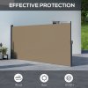 Outsunny Retractable Side Awning, Garden Privacy Screen Divider, Full Cassette Wind Breaker for Hot Tub, Balcony, Terrace, Pool, 400 x 160cm, Khaki