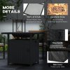 Outsunny Outdoor Rattan Gas Fire Pit Table, 50,000 BTU Square Garden Table with Fire Pit, Rain Cover, Wind Guard, Pulse-Ignition and Volcanic Rock, 72.5 x 72.5 x 67.5 cm, Black