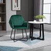 HOMCOM Modern Accent Chair, Velvet-Feel Fabric Upholstered Armchair with Metal Base for Living Room, Green