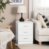 HOMCOM Bedside Table with 3 Drawers, Modern Wood Nightstand, Side Table with Anti-tipping Design for Bedroom, White