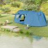 Outsunny 5-6 Man Tunnel Tent, Two Room Camping Tent with Floor, 2 Doors and Carry Bag, 2000mm Water Column for Fishing, Hiking, Sports, Festival, Blue