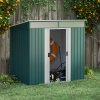 Outsunny 6.5 x 4FT Galvanised Metal Garden Shed with Foundation Kit, Lockable Tool Storage House with Double Sliding Doors and 2 Vents, Green