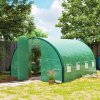 Outsunny 4 x 3(m) Walk-in Polytunnel Greenhouse with Upgraded Structure, 2 Hinged Doors, 8 Mesh Windows, Tunnel Warm House Tent with UV-resistant PE Cover, Green