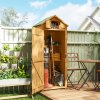 Outsunny Garden Shed Vertical Utility 3 Shelves Shed Wood Outdoor Garden Tool Storage Unit Storage Cabinet, 77 x 54.2 x 179cm - Brown