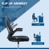 Vinsetto Drafting Chair with Flip-up Armrests, Mesh Office Chair, Ergonomic Draughtsman Chair with Lumbar Support and Footrest Ring for Standing Desk and Bar Counter, Black