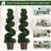 Outsunny Set of 2 Artificial Boxwood Spiral Topiary Trees Potted Decorative Plant Indoor D??cor 120cm
