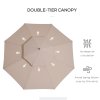Outsunny 2.7 m Garden Parasol Umbrella, Double Tier Garden Umbrellas Outdoor Sun Umbrella Sunshade Bamboo Ribs, Beige