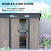 Outsunny 7 x 4ft Outdoor Garden Metal Storage Shed, Tool Storage Box for Patio, Grey Wood Grain