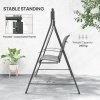 Outsunny Metal Porch Swing Stand, Heavy Duty Swing Frame, Hanging Chair Stand Only, 240kg Weight Capacity for Garden, Patio, Lawn, Playground, Black