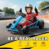 HOMCOM 24V Electric Go Kart for Kids, Drifting Ride-On Racing Go Kart with Slow Start, Music, Horn Honking and Safety Belt, for 8-12 Years Old, Blue