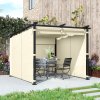 Outsunny 3 x 3(m) Metal Pergola with Retractable Roof and Sidewalls, Garden Gazebo UPF30+ Sun Shade Shelter for Outdoor, Patio, Deck, Beige