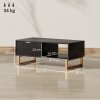 HOMCOM Marble-Effect Coffee Table with Storage, Living Room Table with Drawer and 2 Open Shelves, Modern Centre Table with Fluted Door, Black