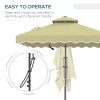 Outsunny 2.5m Cantilever Parasol with Easy Lever, Square Double Top Garden Parasol Umbrella with Ruffles and Cross Base, Overhanging Outdoor Sun Shades, Beige