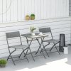 Outsunny 3 Pieces Folding Rattan Bistro Set, Garden Furniture Bistro Set with Folding Garden Table and Chairs, Wicker Balcony Furniture for Outdoor, Patio, Porch, Grey