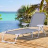 Outsunny Foldable Sun Lounger, Outdoor 4 Level Adjustable Backrest Reclining Lounge Chair with Armrests for Patio, Garden, Grey