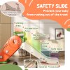 AIYAPLAY Kids Slide, 3 in 1 Foldable Toddler Slide with Basketball Hoop, Climber, Carrot-themed Indoor Slide for 1-3 Years Old, Orange